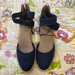 Ankle-Strap Navy Espadrille Flats
